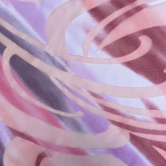 Vintage 90s patterned mesh dress with the lettuce trim and bow, by Taboo - Picture 4 of 10